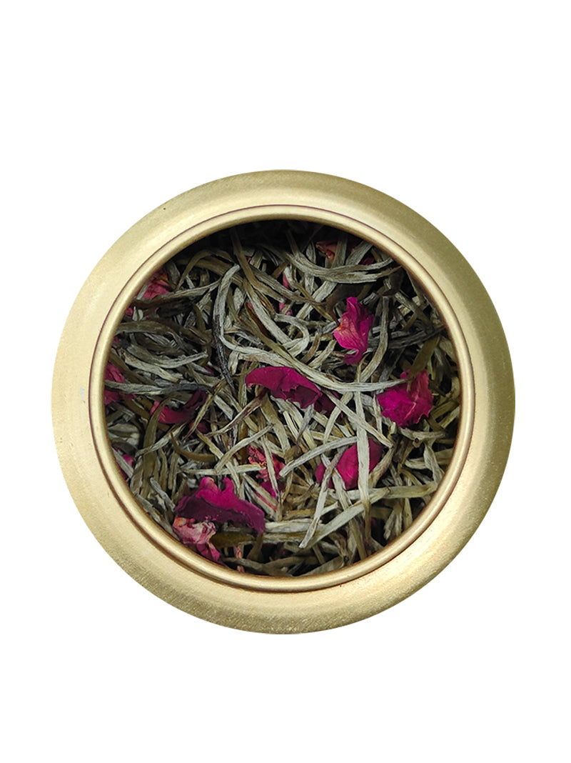 Premium Rose White Tea by Saffron Cup Bed of Roses, 50g Loose Leaf