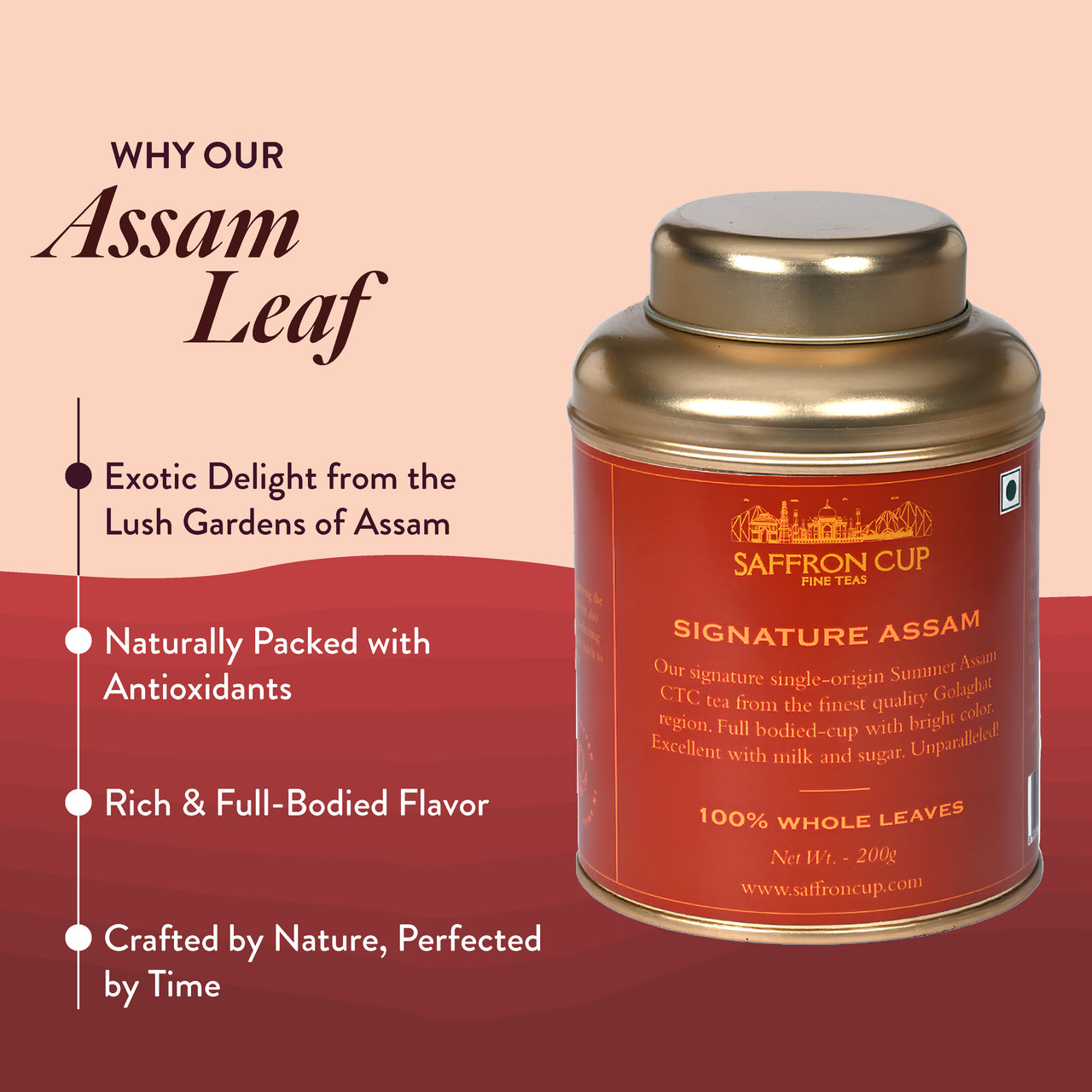 Saffron Cup Pure Assam Black CTC Tea | Loose Tea 200 gm | 100 Cups | Fresh Assam CTC Tea | 100% Natural Teas