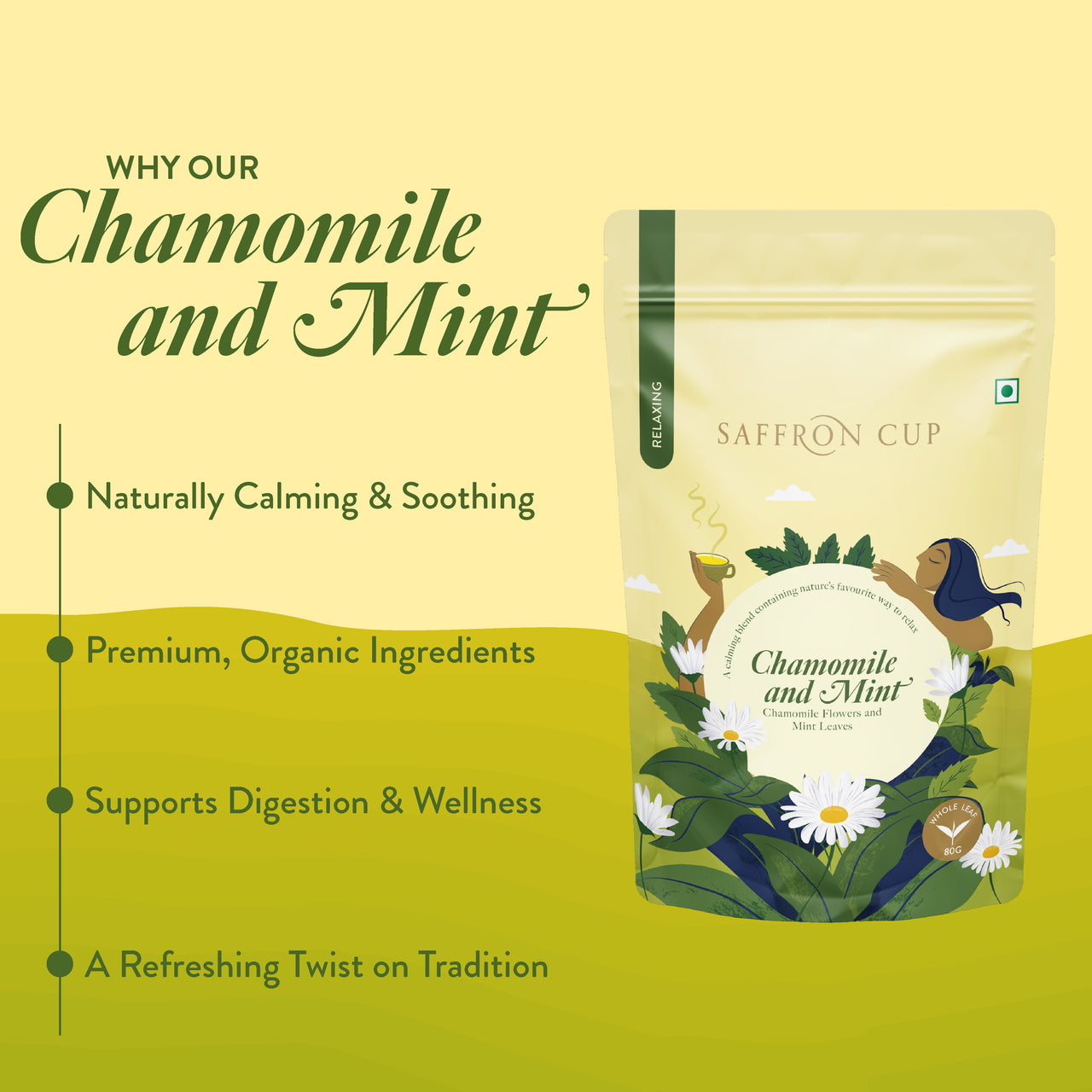 Chamomile Mint Relax Herbal Tea – 80g | Stress & Digestive Support