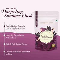 Thumbnail for Darjeeling Summer Second Flush Tea by Saffron Cup - 75 gm | Airtight Zip Lock Pouch | Premium Leaf Tea in Pyramid Tea Bags | 100% Natural, Rich in Antioxidants