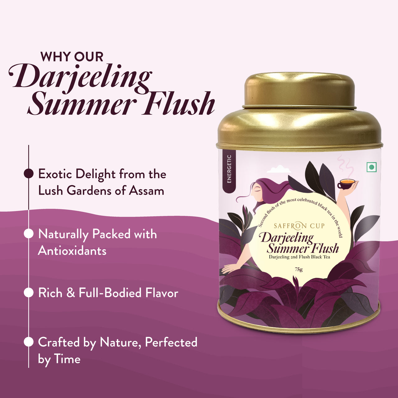 Darjeeling Summer Second Flush Tea (Signature Darjeeling) by Saffron Cup - 80g | 100% Natural, Rich in Antioxidants, Perfect for Connoisseurs & Health