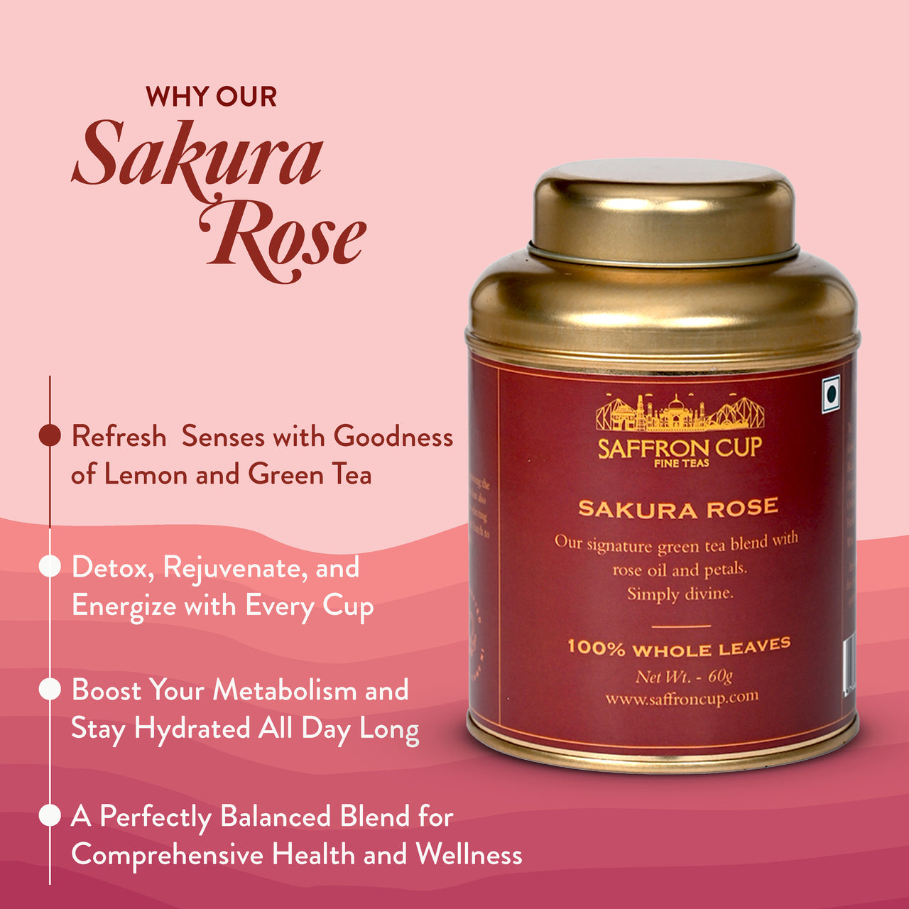 Sakura Rose Green Tea – 60g | Green Tea with Rose Petals