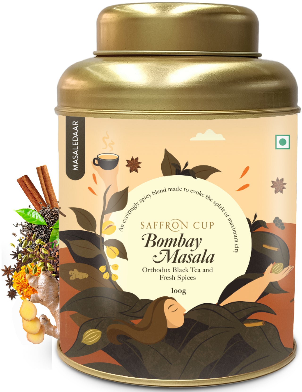 Bombay Masala Black Tea – 100g | Ginger, Cardamom, Cinnamon, Cloves