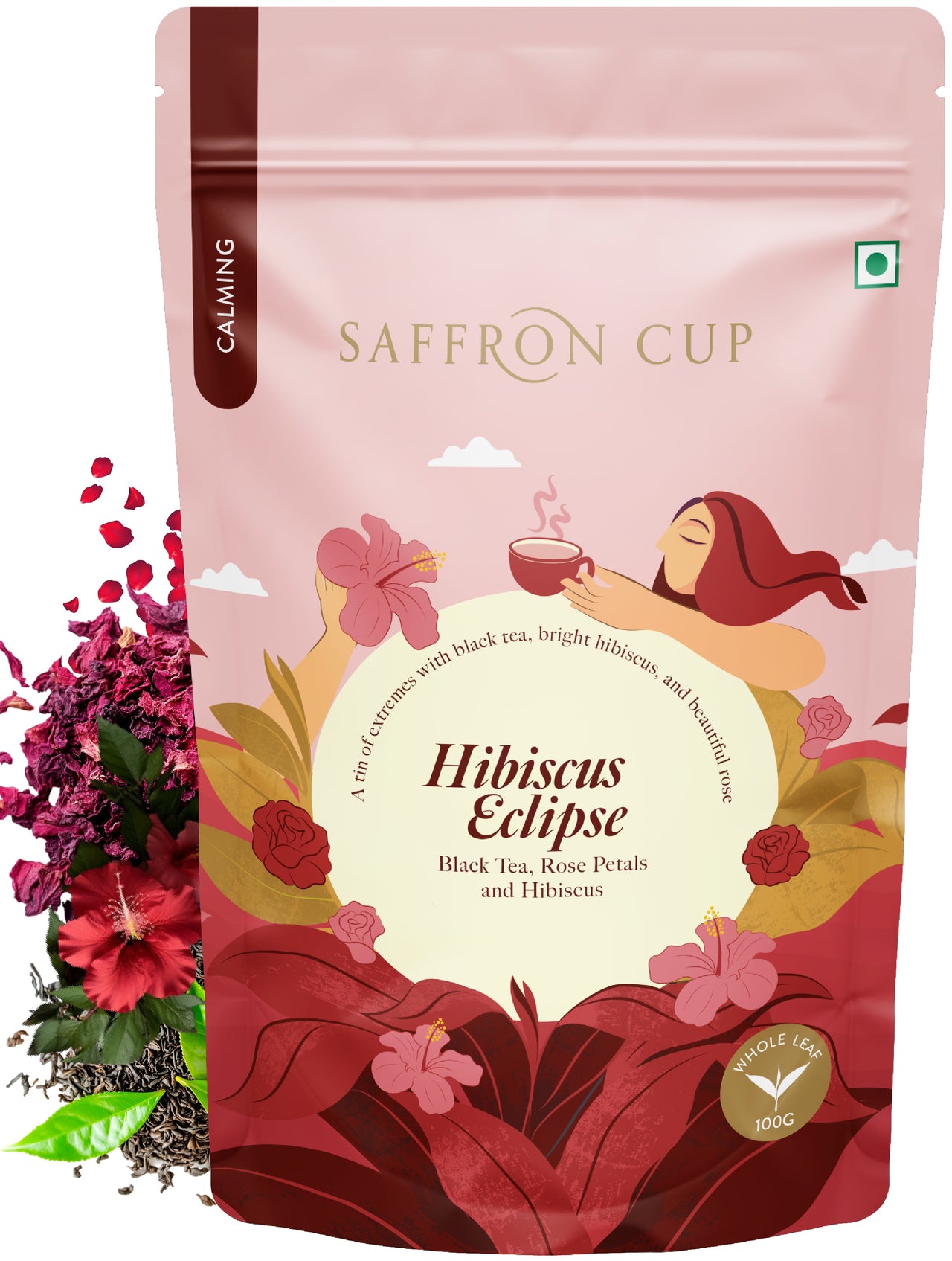 Hibiscus Eclipse Herbal Tea – 100g | Hibiscus, Black Tea, Fennel, Rose Petals